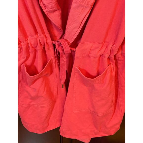 Free People Brentwood Hooded Cardigan Red Orange Oversized Jacket L - Picture 5 of 10